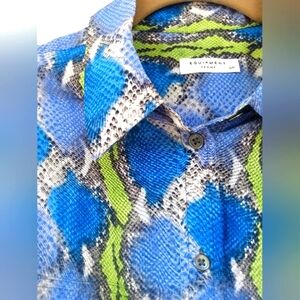 🐍Equipment Femme 100% Silk Snakeskin Blue Green 🐍 Small